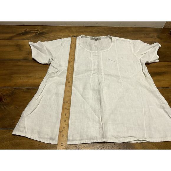 FLAX Womens Sz Small Short Sleeve White Linen Tunic Top -FLAW- - Picture 6 of 10